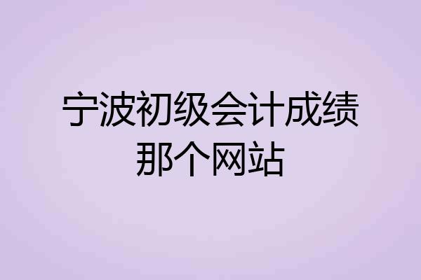 宁波初级会计成绩那个网站