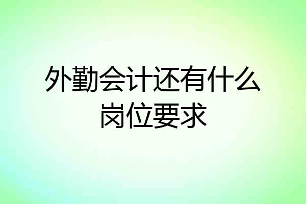 外勤会计还有什么岗位要求