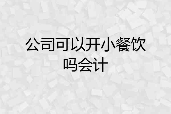 公司可以开小餐饮吗会计