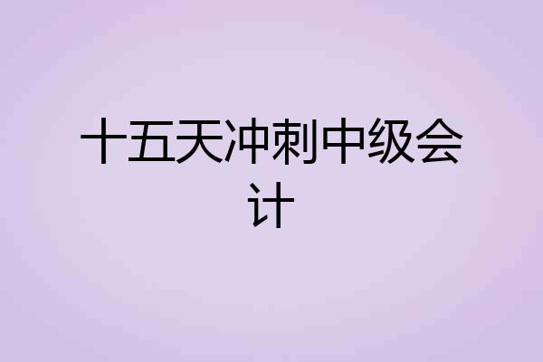 十五天冲刺中级会计