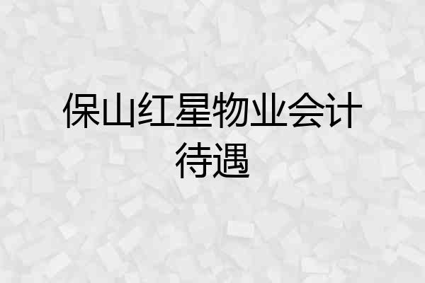 保山红星物业会计待遇