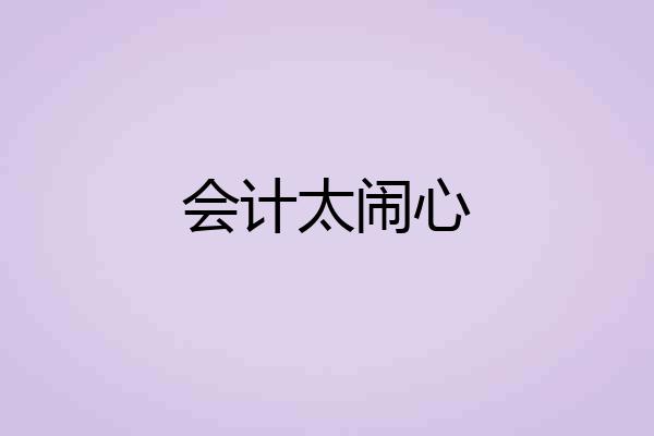 会计太闹心