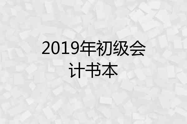 2019年初级会计书本
