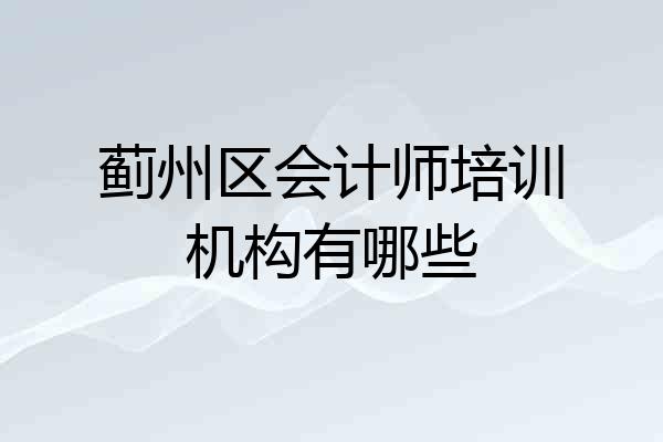 蓟州区会计师培训机构有哪些