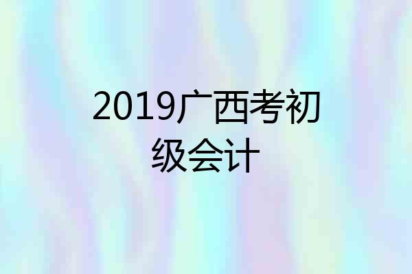 2019广西考初级会计