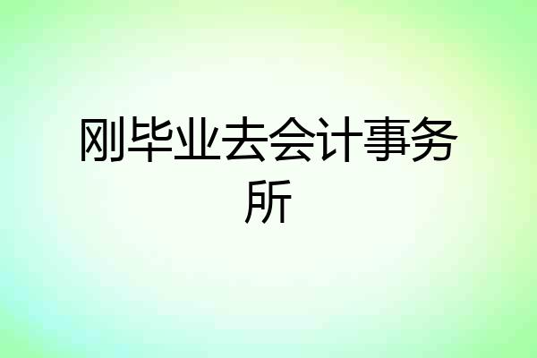 刚毕业去会计事务所