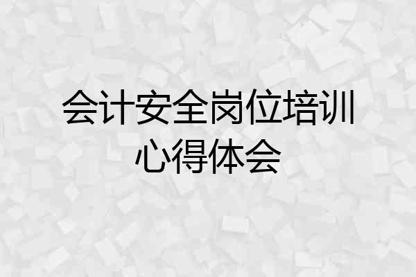 会计安全岗位培训心得体会