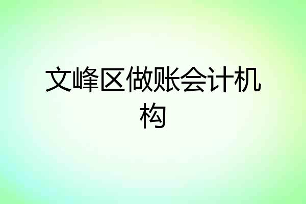 文峰区做账会计机构