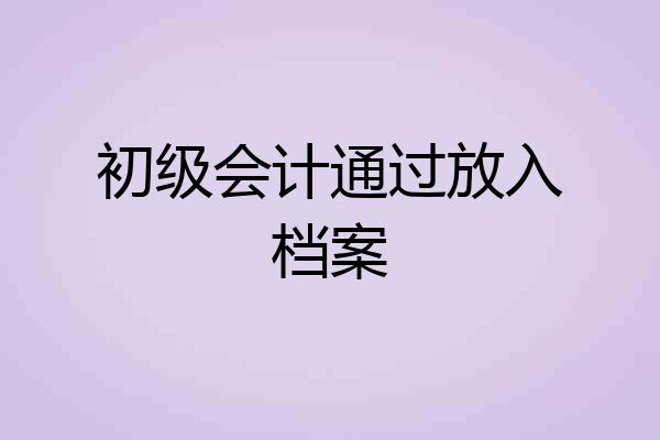 初级会计通过放入档案