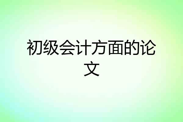 初级会计方面的论文