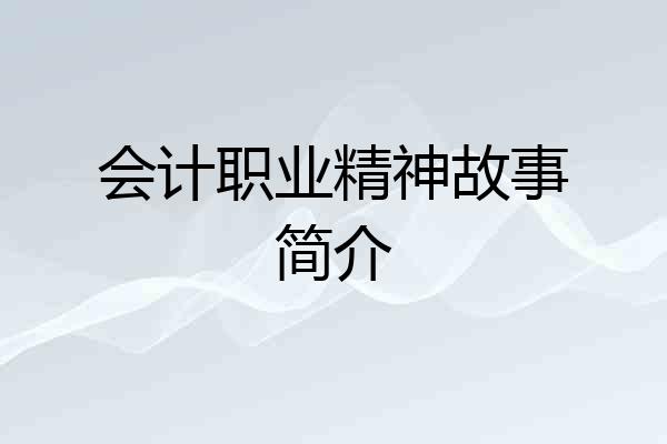 会计职业精神故事简介
