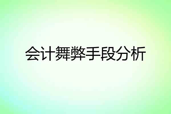 会计舞弊手段分析