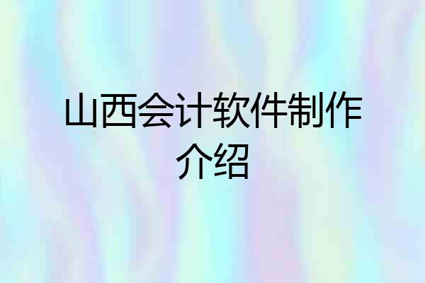 山西会计软件制作介绍