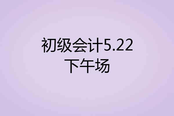 初级会计5.22下午场
