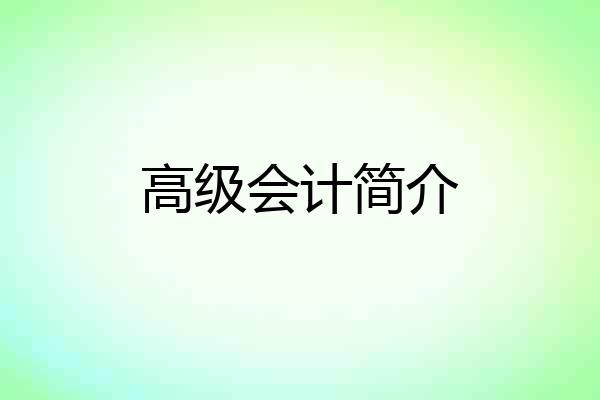 高级会计简介