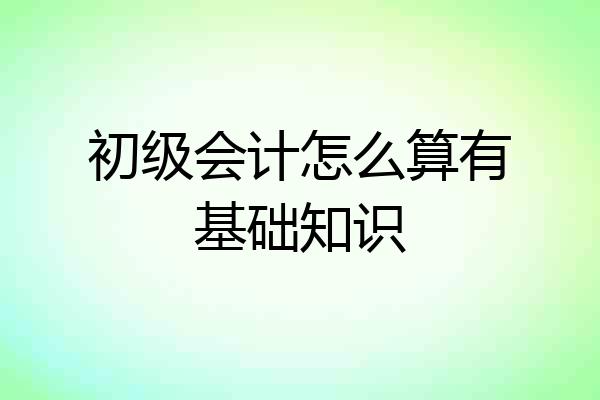 初级会计怎么算有基础知识