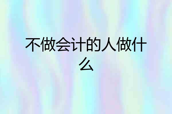 不做会计的人做什么