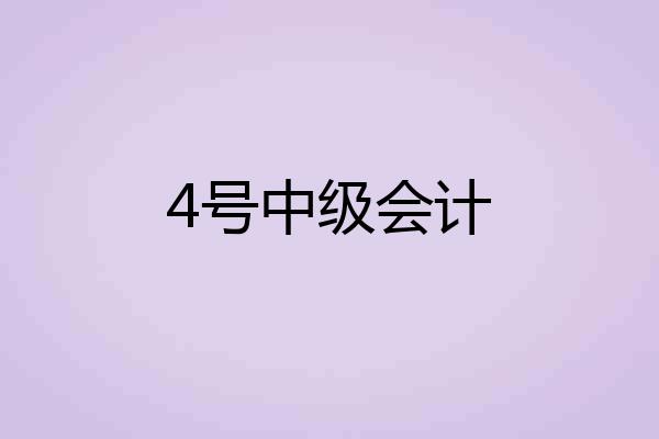 4号中级会计