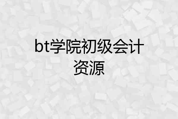 bt学院初级会计资源