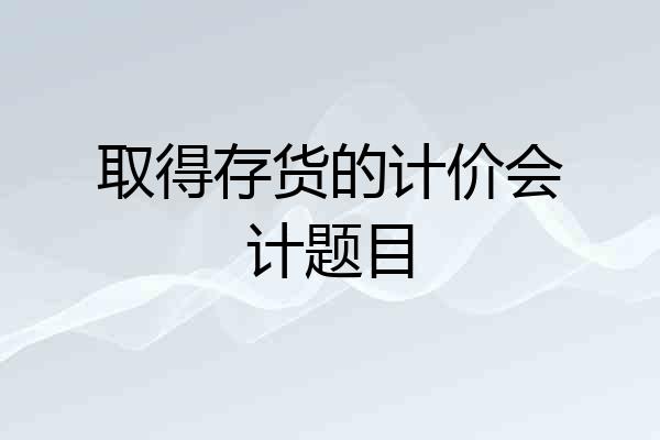 取得存货的计价会计题目