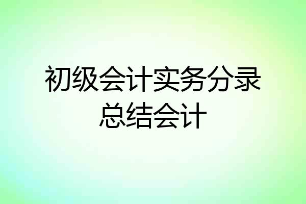 初级会计实务分录总结会计