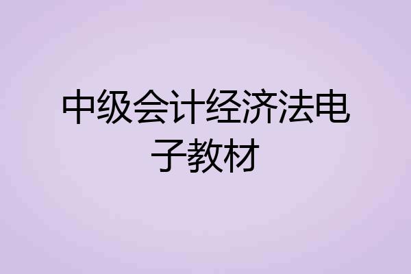 中级会计经济法电子教材