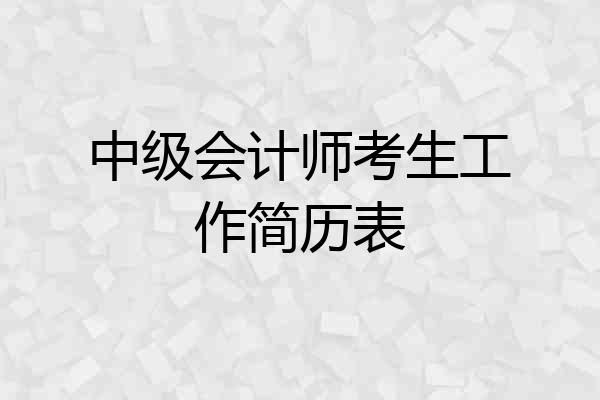 中级会计师考生工作简历表