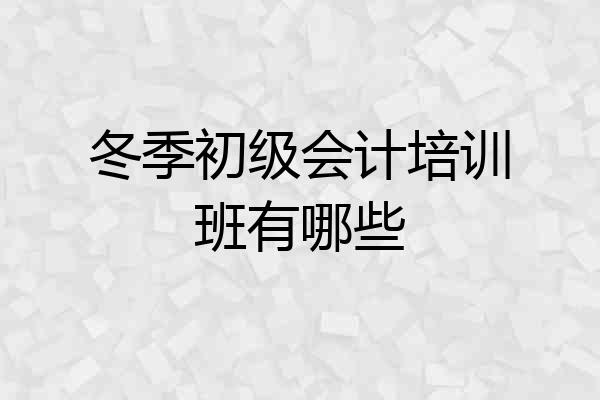 冬季初级会计培训班有哪些