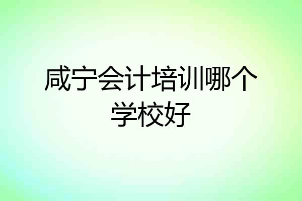 咸宁会计培训哪个学校好