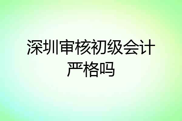深圳审核初级会计严格吗
