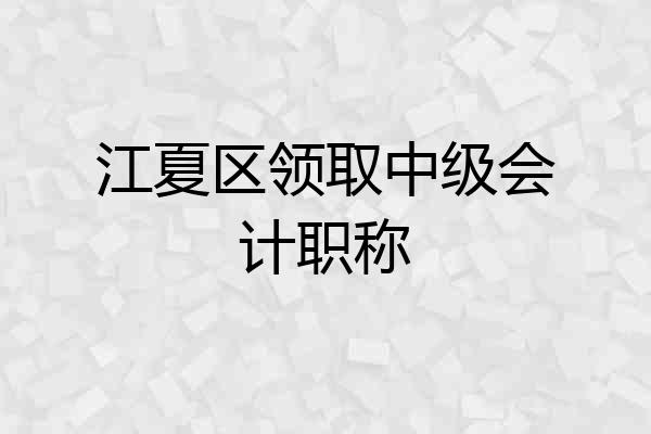 江夏区领取中级会计职称