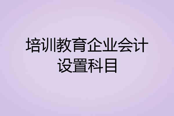 培训教育企业会计设置科目