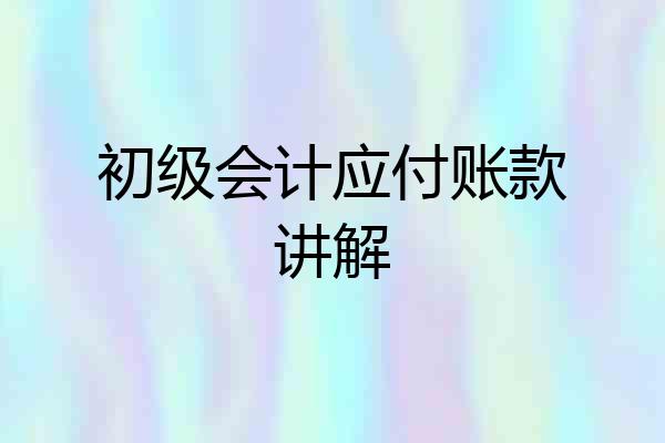 初级会计应付账款讲解
