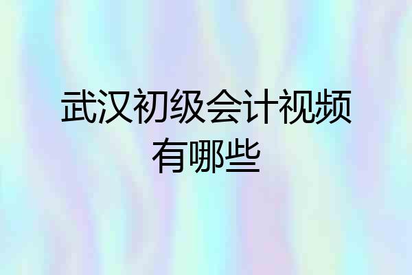 武汉初级会计视频有哪些