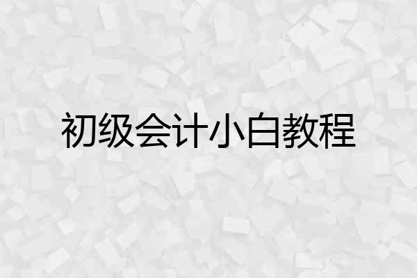 初级会计小白教程
