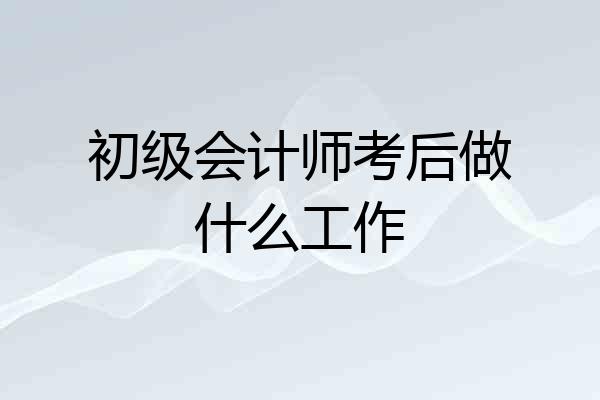 初级会计师考后做什么工作