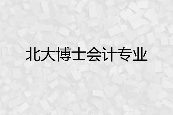 北大博士会计专业