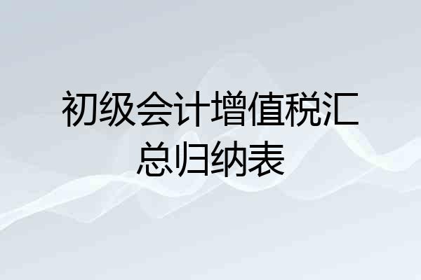 初级会计增值税汇总归纳表