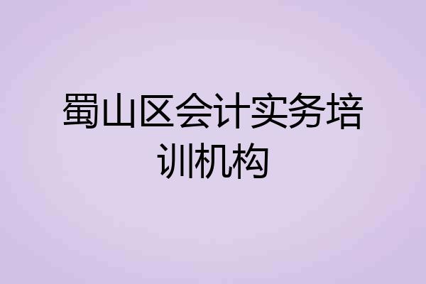 蜀山区会计实务培训机构