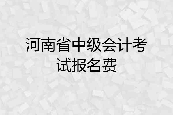 河南省中级会计考试报名费