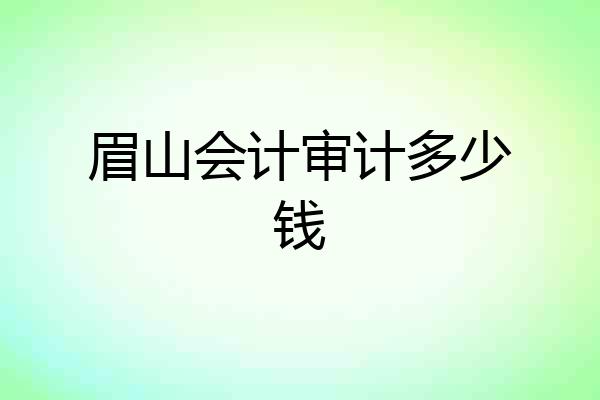 眉山会计审计多少钱