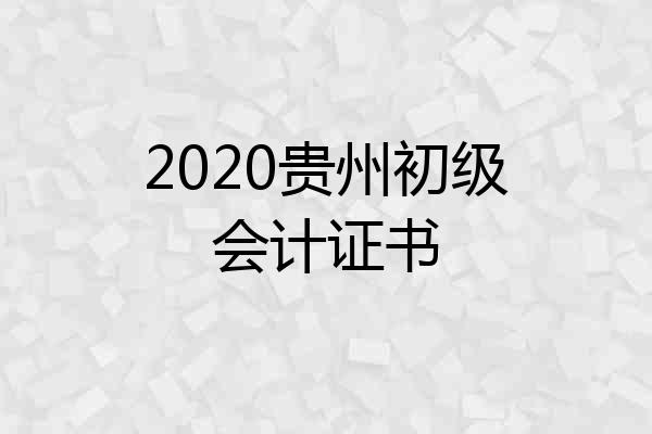 2020贵州初级会计证书