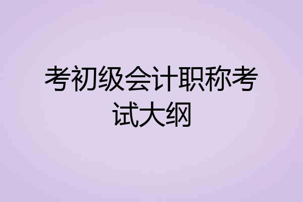 考初级会计职称考试大纲