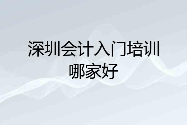 深圳会计入门培训哪家好