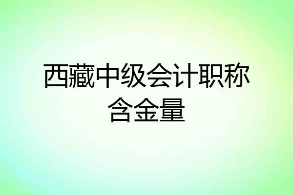 西藏中级会计职称含金量