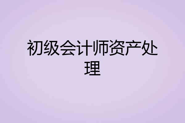 初级会计师资产处理