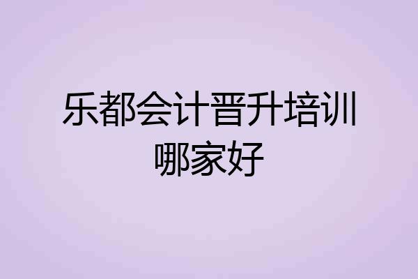 乐都会计晋升培训哪家好