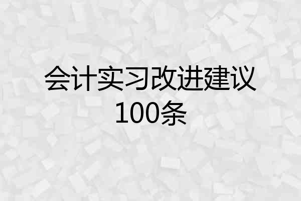 会计实习改进建议100条