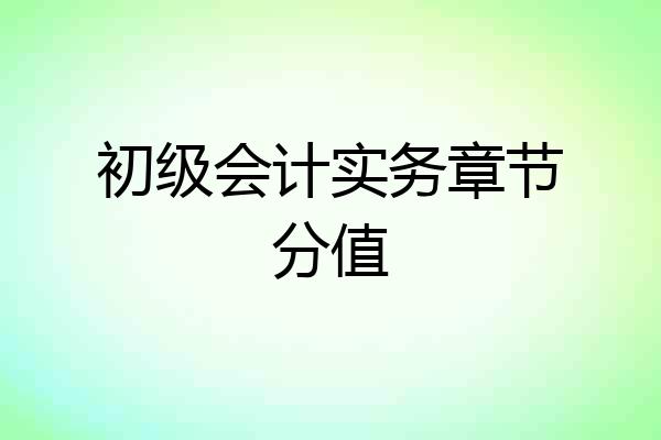 初级会计实务章节分值