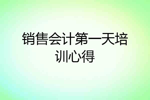 销售会计第一天培训心得